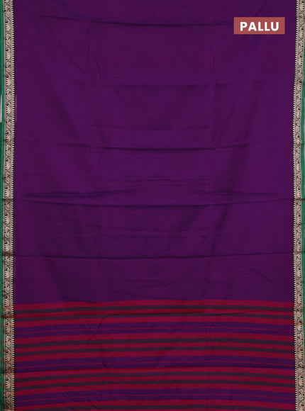 Narayanpet cotton saree purple and maroon with plain body and thread woven border