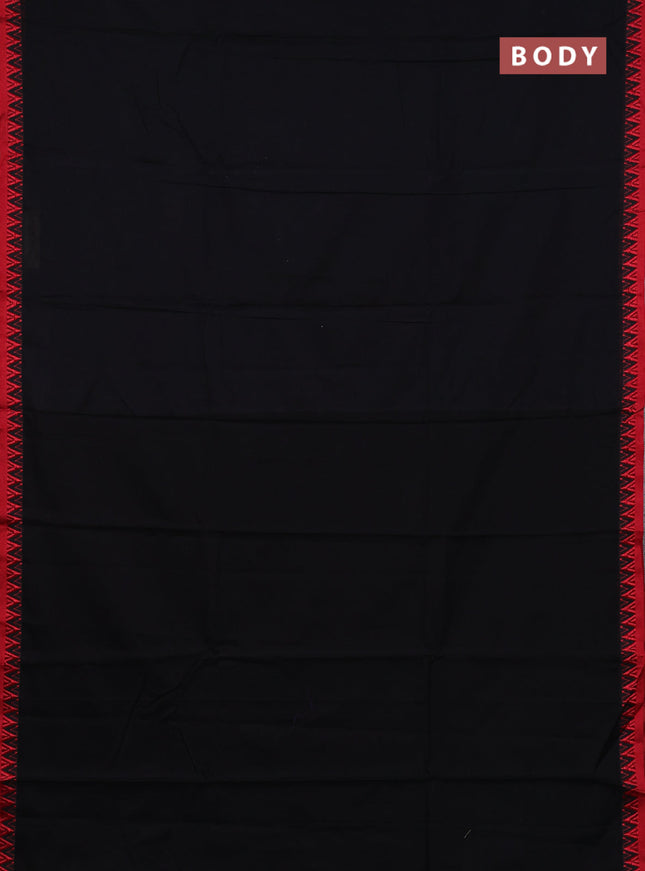 Narayanpet cotton saree black and beige with plain body and thread woven border