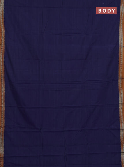 Narayanpet cotton saree blue and yellow with plain body and thread woven border