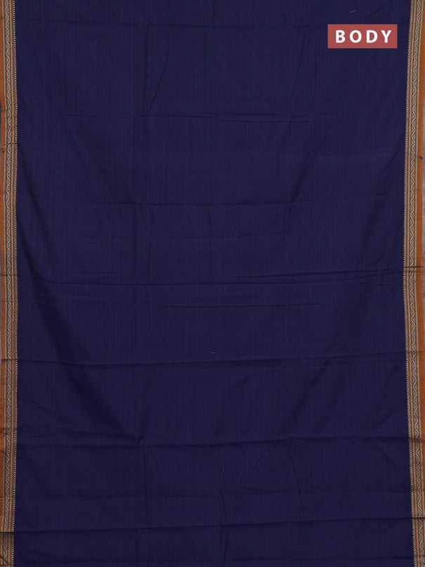 Narayanpet cotton saree blue and yellow with plain body and thread woven border