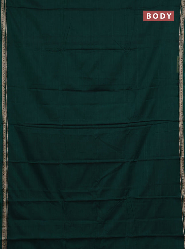 Narayanpet cotton saree dark green and green with plain body and thread woven border