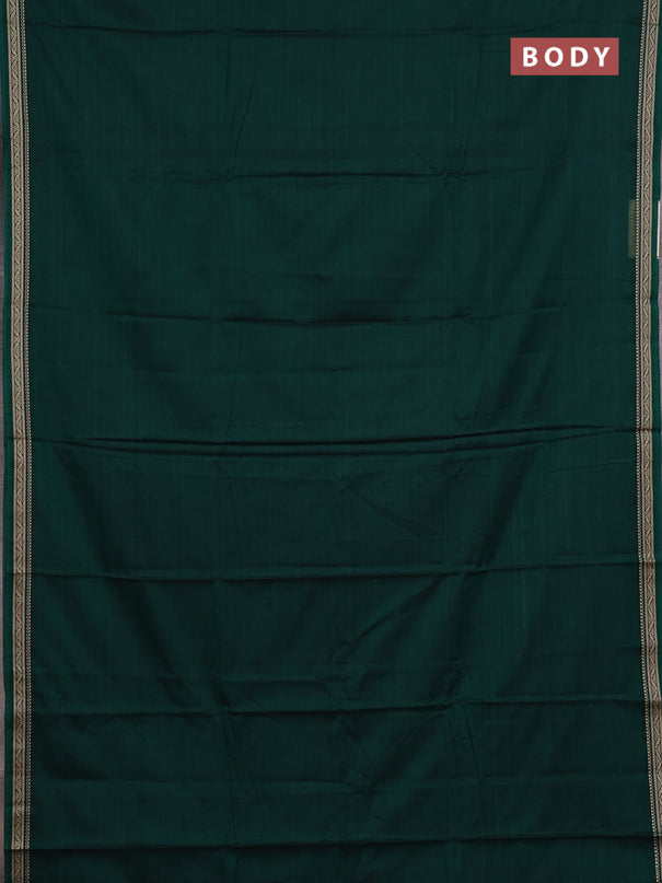 Narayanpet cotton saree dark green and green with plain body and thread woven border
