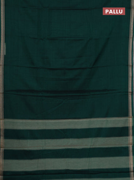 Narayanpet cotton saree dark green and green with plain body and thread woven border