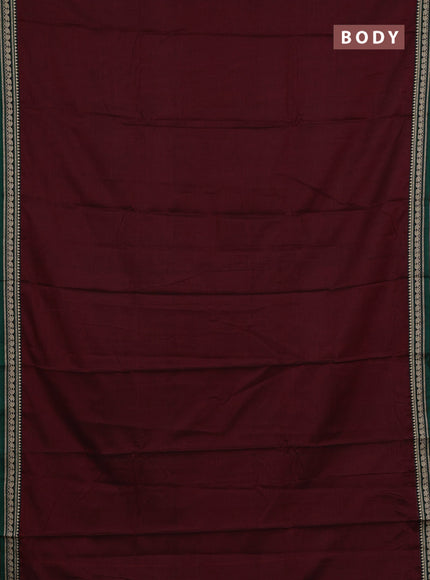 Narayanpet cotton saree maroon green and peacock green with plain body and thread woven border