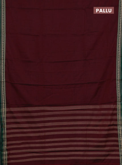 Narayanpet cotton saree maroon green and peacock green with plain body and thread woven border