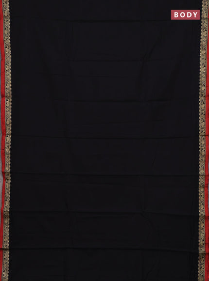 Narayanpet cotton saree black and deep maroon with plain body and temple design thread woven border