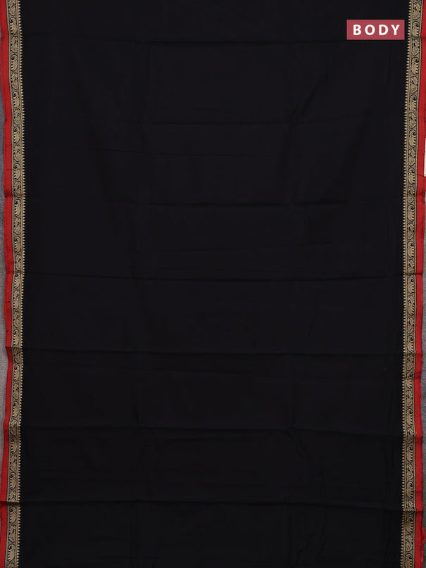 Narayanpet cotton saree black and deep maroon with plain body and temple design thread woven border
