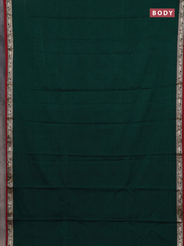 Narayanpet cotton saree green and mustard yellow with plain body and temple design thread woven border