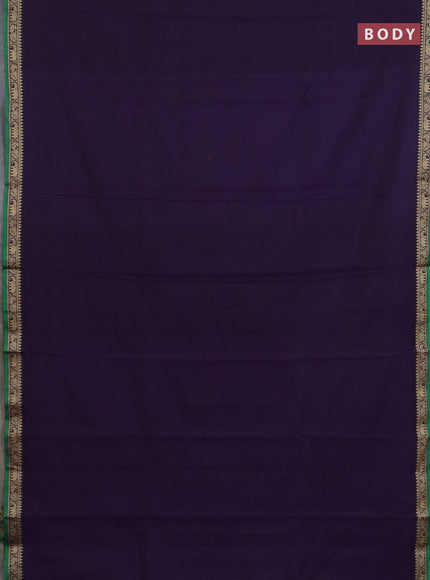 Narayanpet cotton saree violet and beige with plain body and temple design thread woven border