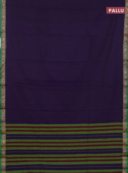 Narayanpet cotton saree violet and beige with plain body and temple design thread woven border