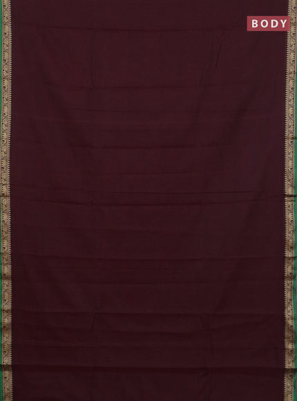 Narayanpet cotton saree deep wine and beige with plain body and temple design thread woven border