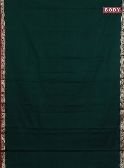 Narayanpet cotton saree bottle green and maroon with plain body and temple design thread woven border