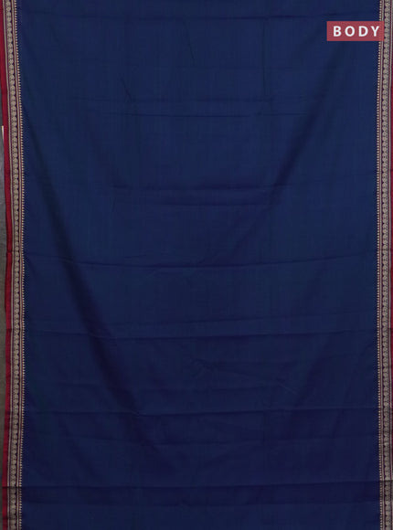 Narayanpet cotton saree dual shade of greenish blue and beige with plain body and temple design thread woven border