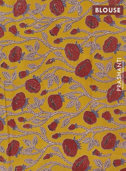 Narayanpet cotton saree magenta pink and mustard yellow with plain body and temple design thread woven border