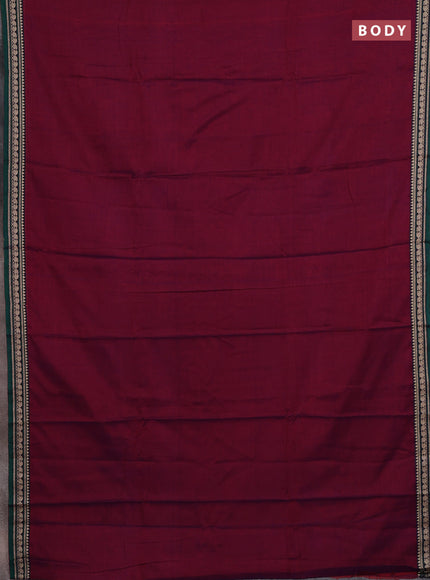 Narayanpet cotton saree magenta pink and beige with plain body and temple design thread woven border