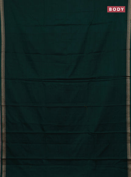 Narayanpet cotton saree green and beige with plain body and temple design thread woven border