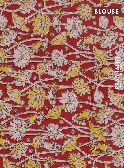 Narayanpet cotton saree mustard yellow and maroon with plain body and temple design thread woven border