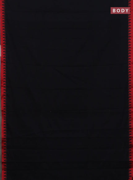 Narayanpet cotton saree black and beige with plain body and temple design thread woven border