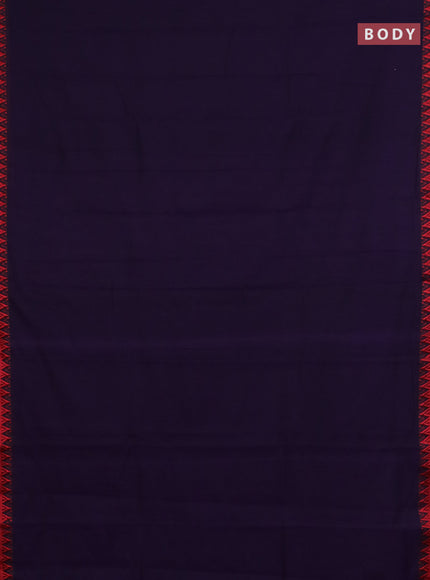 Narayanpet cotton saree violet and off white with plain body and temple design thread woven border