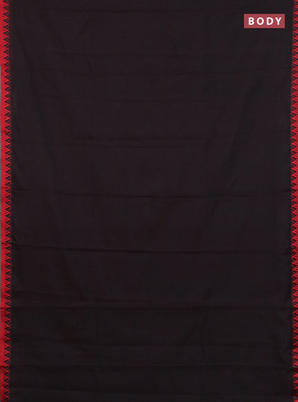 Narayanpet cotton saree coffee brown and beige with plain body and temple design thread woven border