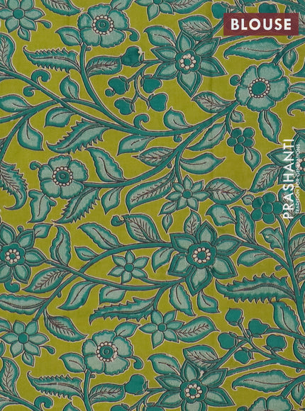 Narayanpet cotton saree coffee brown and light green with plain body and temple design thread woven border
