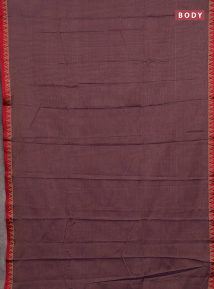 Narayanpet cotton saree dual shade of purplish beige and beige with plain body and temple design thread woven border