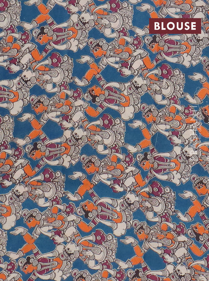 Narayanpet cotton saree peacock green and cs blue with plain body and temple design thread woven border