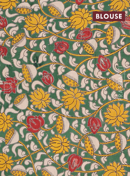 Narayanpet cotton saree wine shade and green with plain body and temple design thread woven border