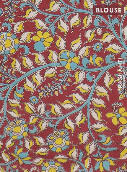 Narayanpet cotton saree deep maroon and maroon with plain body and temple design thread woven border
