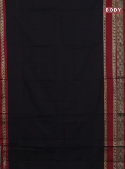 Narayanpet cotton saree black and deep maroon with plain body and long thread woven border