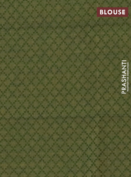 Chettinad cotton saree grey and sap green with allover stripe pattern and thread woven border
