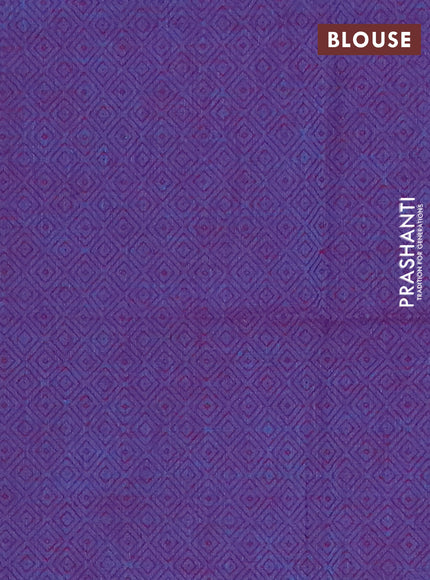 Chettinad cotton saree peacock blue and violet with plain body and thread woven border