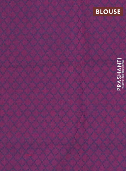 Chettinad cotton saree teal green and purple with plain body and thread woven border
