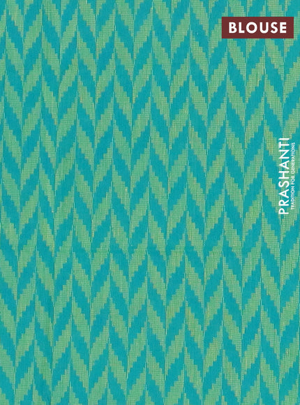 Chettinad cotton saree dual shade of bluish maroon and teal green with plain body and thread woven border