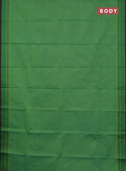 Chettinad cotton saree light green and maroon with plain body and thread woven border