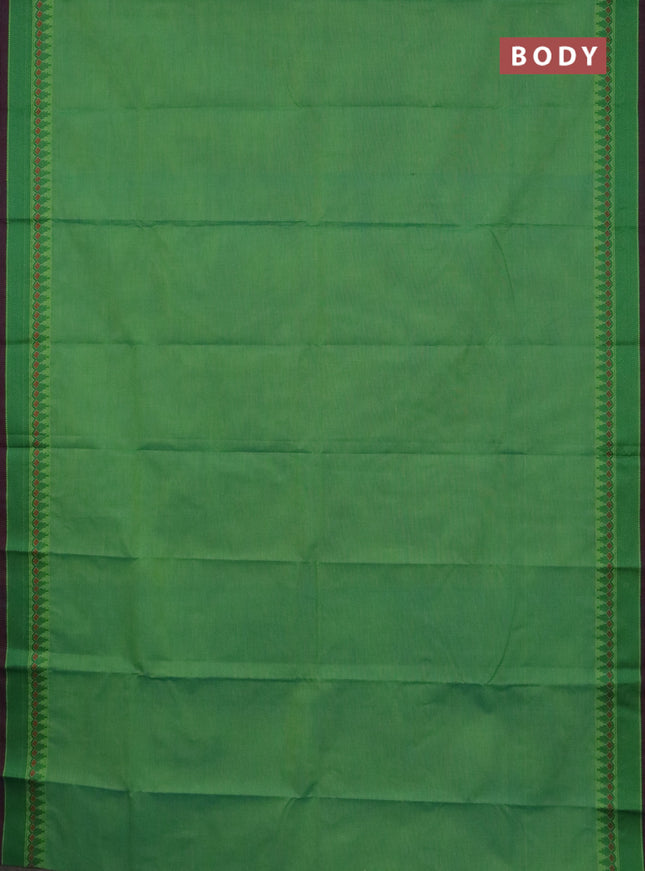Chettinad cotton saree light green and maroon with plain body and thread woven border