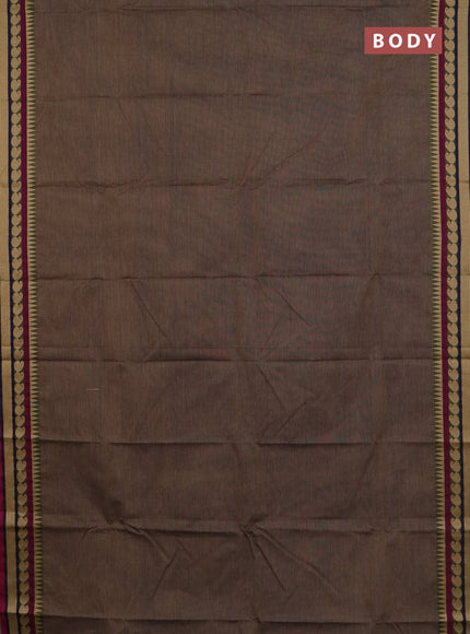 Chettinad cotton saree grey dark mustard and magenta pink with allover stripe pattern and thread woven border