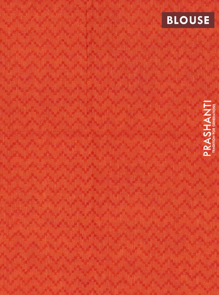 Chettinad cotton saree dual shade of greenish purple and purple orange with plain body and thread woven border