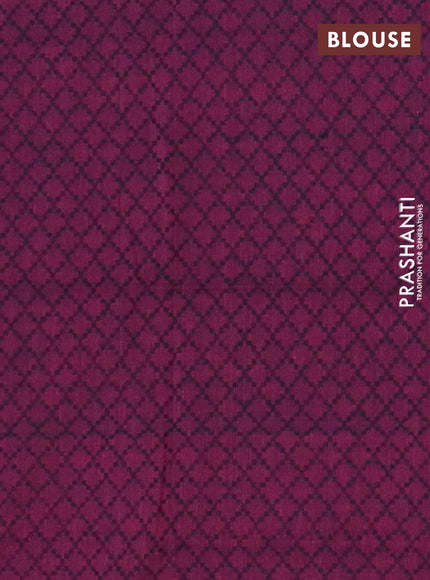 Chettinad cotton saree peacock blue and wine shade with plain body and thread woven border