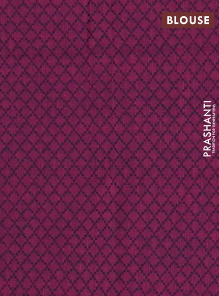 Chettinad cotton saree peacock green and wine shade with plain body and thread woven border