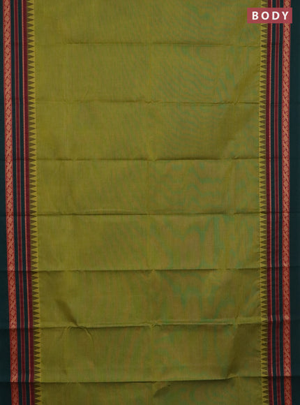 Chettinad cotton saree light green and maroon with plain body and thread woven border