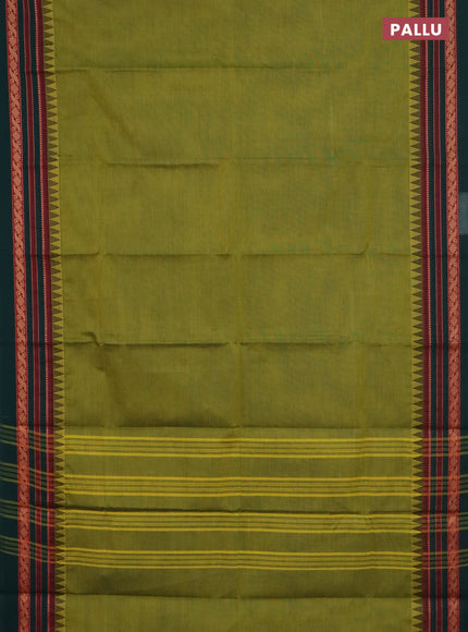 Chettinad cotton saree light green and maroon with plain body and thread woven border
