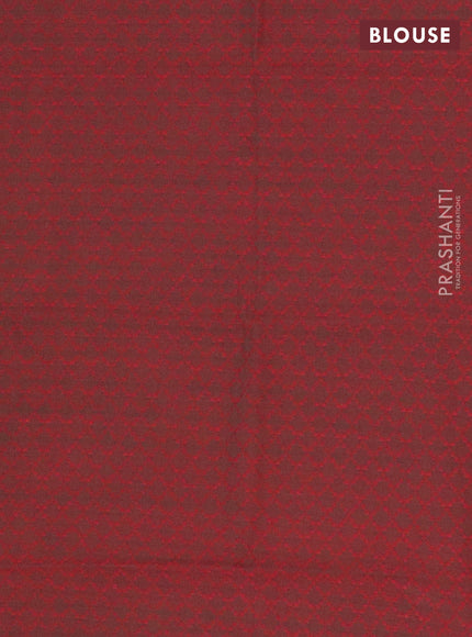 Chettinad cotton saree light green and maroon with plain body and thread woven border
