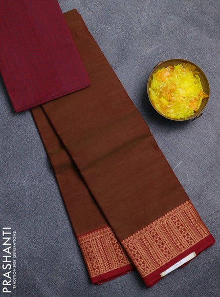 Chettinad cotton saree manthulir green and maroon with plain body and thread woven border