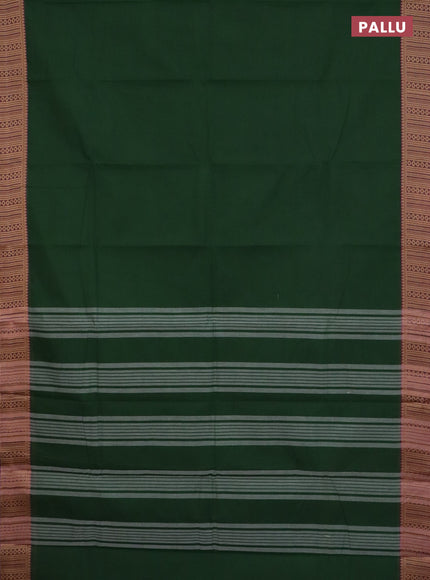 Chettinad cotton saree green and purple with plain body and thread woven border