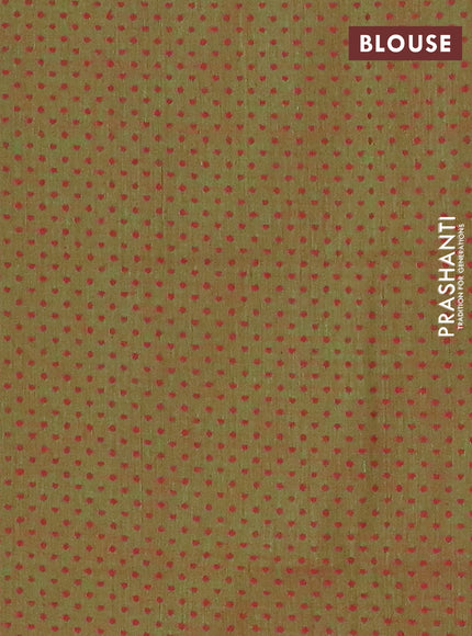Chettinad cotton saree sunset orange and light green with allover thread weaves and thread woven border