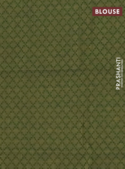 Chettinad cotton saree dark mustard and light green with plain body and rettapet thread woven border