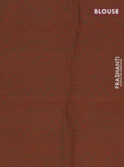 Chettinad cotton saree light green and rust shade with plain body and thread woven border