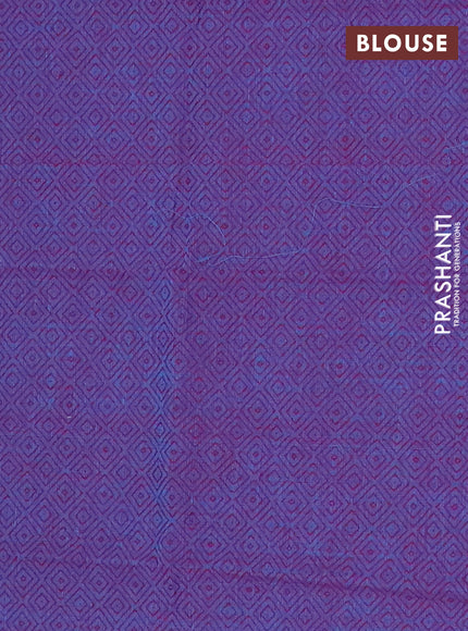 Chettinad cotton saree teal green and purple with plain body and thread woven border