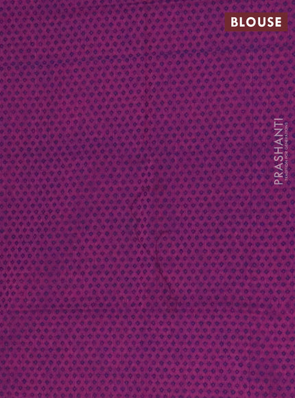 Chettinad cotton saree blue and magenta pink with plain body and thread woven border